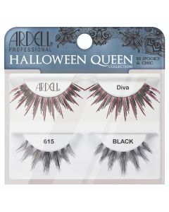 Front view of Ardell Halloween Queen 2 Pack Diva & 615 lashes arranged vertically and labelled in retail wall hook packaging