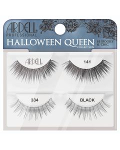 Ardell Halloween Queen 2 Pack 334 & 141 retail packaging showcasing 2 pairs of faux lashes labelled with their make and model