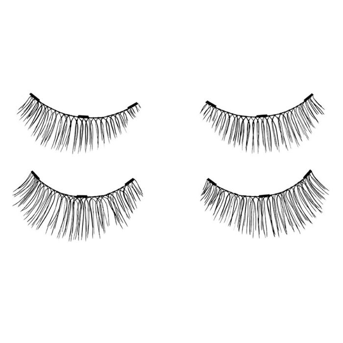 2 pairs of upper & lower Ardell Magnetic Lash 105 faux lashes for the left & right eyes side by side