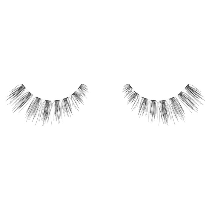 A single pair of Ardell Glamour Variety in 601 lash style showing its uneven length & narrower band 