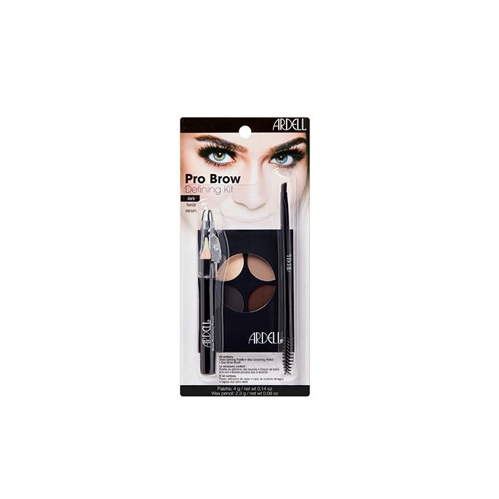 Front view of Ardell Brow Defining Kit Dark in retail wall hook packaging