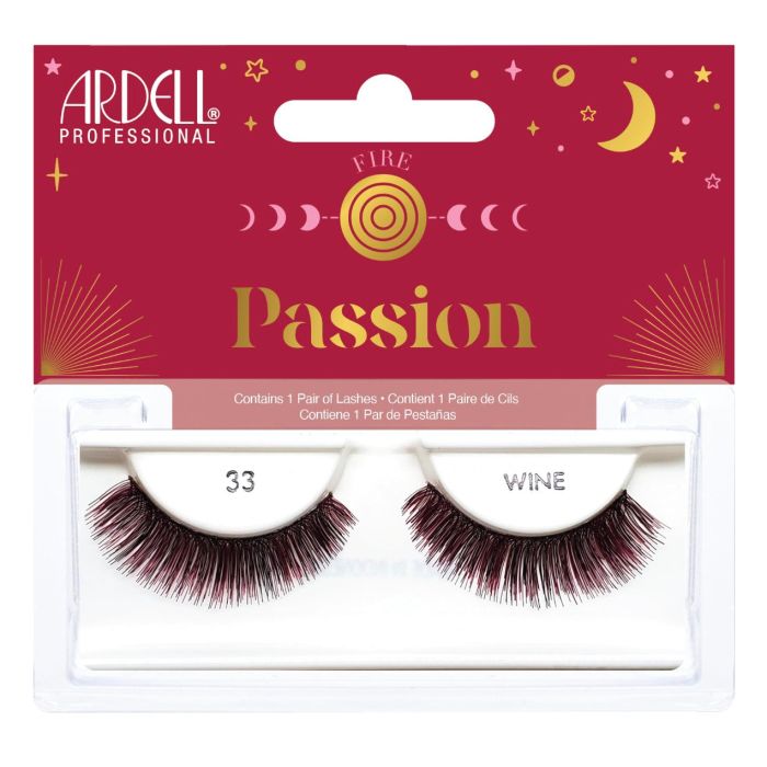 Front view of Ardell Elements Passion creative retail packaging displaying its colored faux lash contents