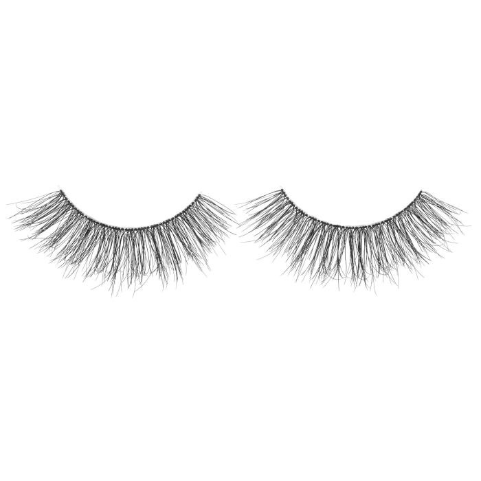 Pair of Ardell Naked Lash 427 false lashes side by side with a slightly flared effect to visually widen eyes