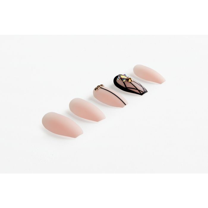 Ardell Nail Addict Premium Artificial Nail Set - Blush Geometric Crystals Frosted matte nails