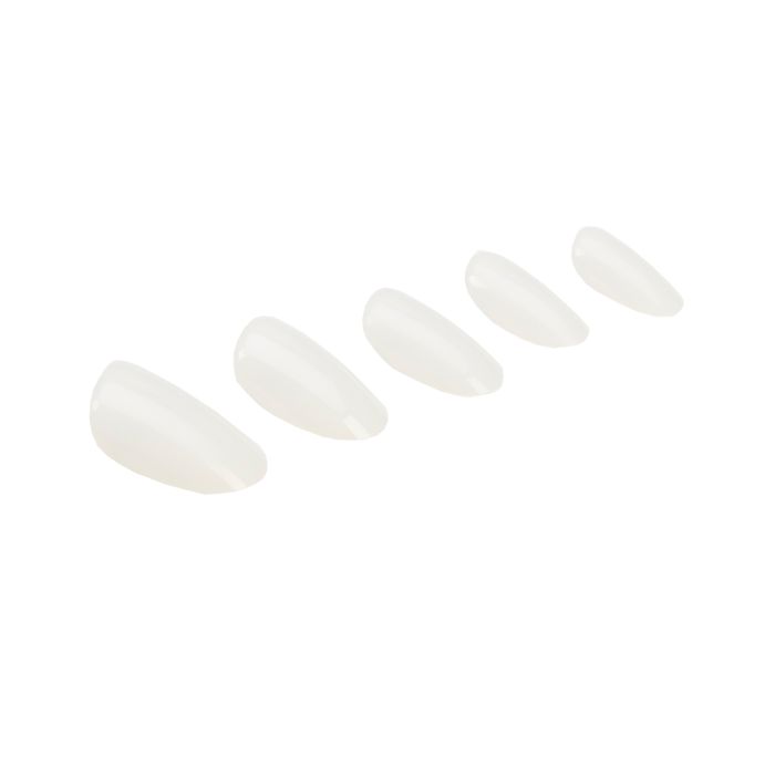 A set of Ardell Nail Addict Premium Artificial Nail - Natural Oval variant laid down  in 45 degree angle