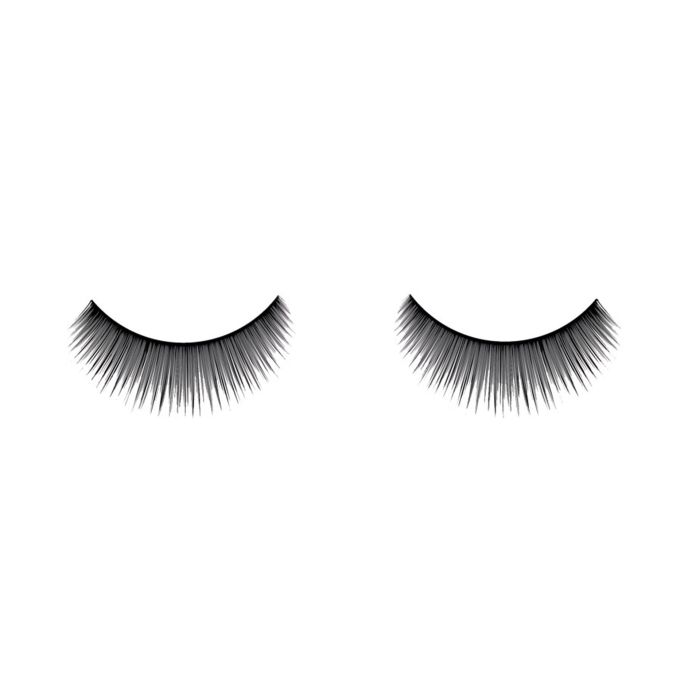 Set of Ardell Glamour 138-Black lashes side by side featuring its full volume, medium length and slightly rounded lash style