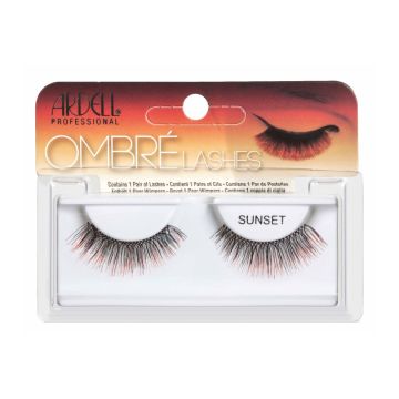 Front view of an Ardell Ombre Lash Sunset false lashes set in complete retail wall hook packaging