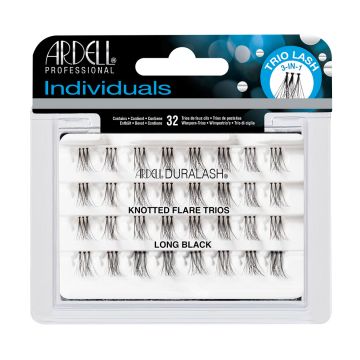 Ardell Duralash Knotted Flare Individuals Trios - Long faux lashes set in complete retail wall hook packaging