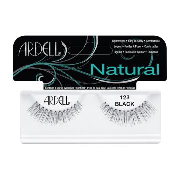 A single pair of Ardell Natural 123 showing its two-layered lashes & rounded lash style