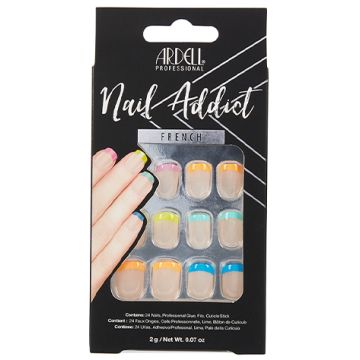 Ardell, Nail Addict Premium Artificial Nail Set, Rainbow French Tips