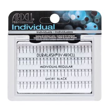 Front view of  an Ardell Singles Individuals - Short faux lashes set in retail wall hook packaging