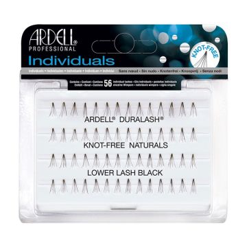 Front view of an Ardell Knot-Free Naturals Lower Lash Individuals - Short false lashes set in retail wall hook packaging