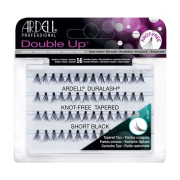 Ardell Soft Touch Double Up Individuals Short set of 56 knot-free false lashes arranged in retail wall hook packaging