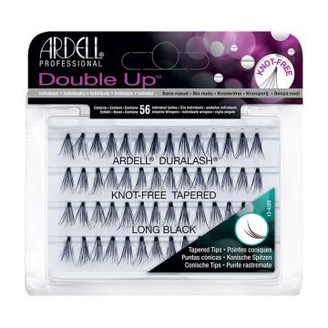 Front view of an Ardell Soft Touch Double Up Knot-Free Tapered Individuals Long faux lashes set in complete retail packaging