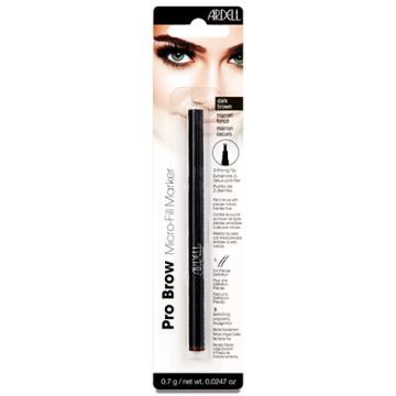 Close-up view of Ardell Pro Brow MicroFill Marker Dark Brown in retail wall hook packaging