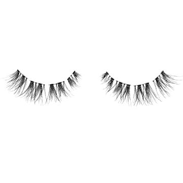 A single pair of Ardell Pre-Cut Demi Wispies showing its layered lash and its undetectable lash band