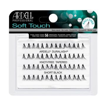 Front view of an Ardell Soft Touch Individuals Short knot-free false lashes set in complete retail wall hook packaging