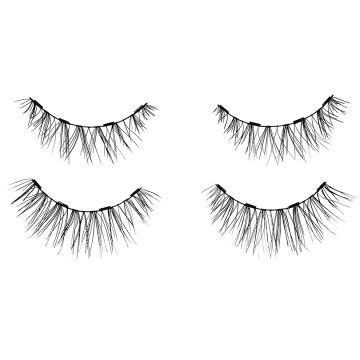 2 pairs of upper & lower Ardell Magnetic Wispies faux lashes for the left & right eyes side by side