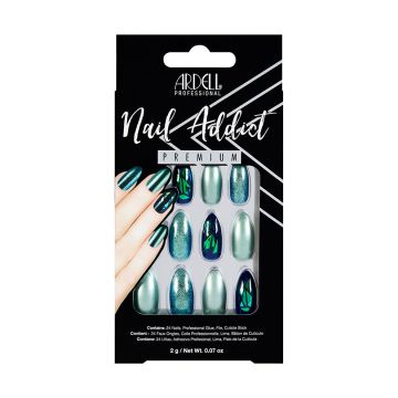 Ardell, Nail Addict Premium Artificial Nail Set, Green Glitter Chrome