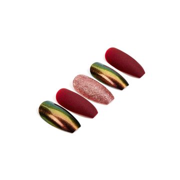 Ardell Nail Addict Artificial Nail in Red Cateye and coffin shape