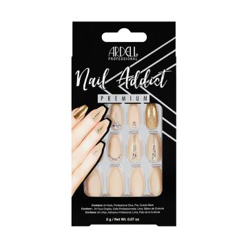 Ardell, Nail Addict Premium Artificial Nail Set, Nude Jeweled