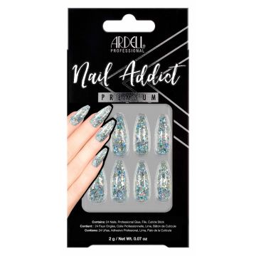 Ardell Nail Addict Premium Nail Set, Blue Jeweled Glitter