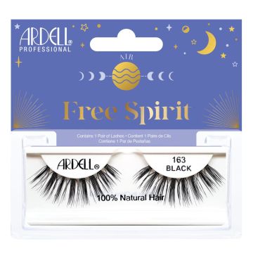 Front view of Ardell Elements Free Spirt lashes creative retail packaging showcasing its false lash contents