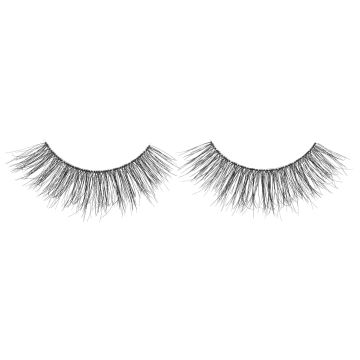 Pair of Ardell Naked Lash 427 false lashes side by side with a slightly flared effect to visually widen eyes