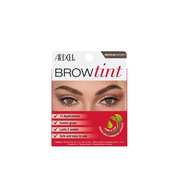 Front view of Ardell Brow Tint Medium Brown retail wall hook box packaging