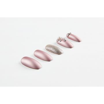  Ardell Nail Addict Artificial Nail - Metallic Lilac Pearl with gemstone studs