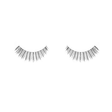 A single pair of Ardell Natural 124 showing its actual look, a very light volume, short length, and rounded lash style