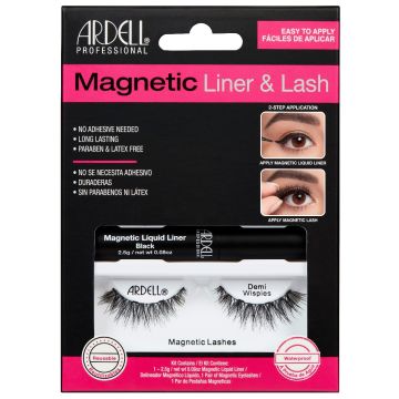 Front view of full Ardell, Magnetic Liquid Liner & Lash Kit, Demi Wisipies set in complete retail wall hook packaging