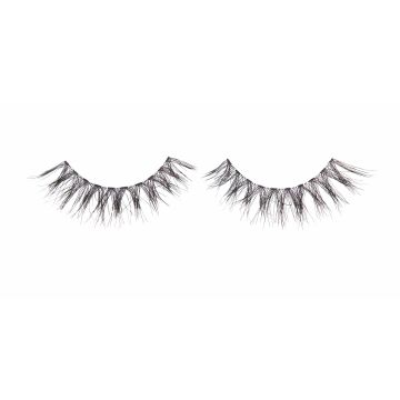 A pair of Ardell Textureyes Lash 577 showing its medium volume & length & slightly flared shape that elongates at the corner