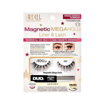 A Kit With 054 Magnetic Megahold lashes and Dark Duo Line It Lash It on a tray 
