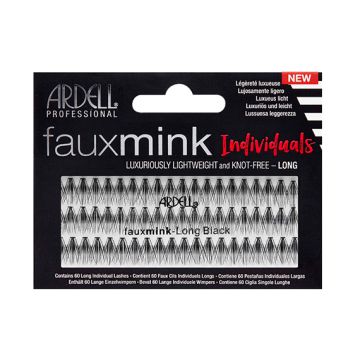 A box of 60 individual Ardell's Fauxmink long lashes in black, organized for easy application