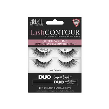 Front view of an Ardell Lash Contour 371 Eye-Elongating false lashes set in complete retail wall hook packaging