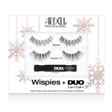 Front view of Wispies & Duo Line It Lash It Gift Set packaging with label of Wispies & Wispies 113  & DUO Lash Adhesive