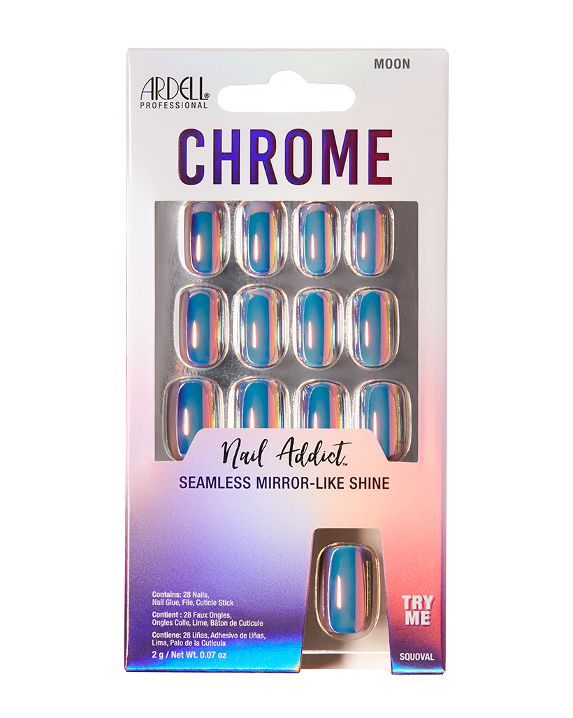 nail addict chrome moon packaging